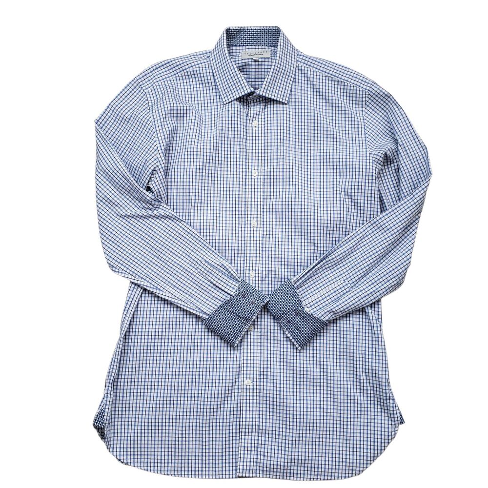 Ted Baker Endurance Dress Shirt Mens 15.5 34/35 Plaid Flip Cuff Button Up